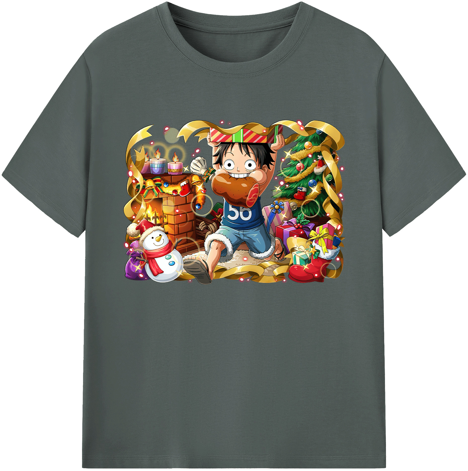 ワンピース モンキー・D・ルフィ ONE PIECE Monkey D. Luffy 綿100％ メンズ半袖Tシャツ｜肌触りやわらか＆通気性